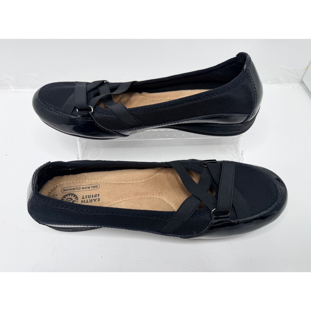 Earth Spirit Women's Black Mary Jane Flats Size 9.5 Gelron Cushion Comfort Shoe